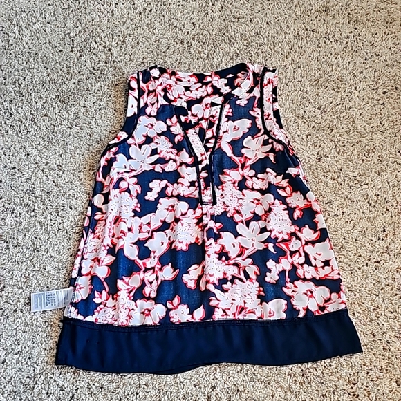 Tommy Hilfiger sz S/P blouse navy white coral - Picture 9 of 11